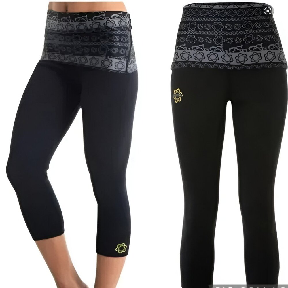 NWT Zaggora Black Neoprene Compression Fitted Thermal Exercise Leggings Pants L